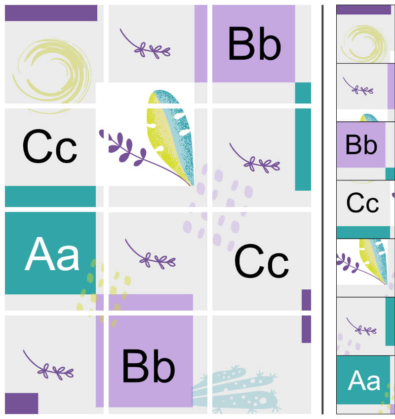 Puzzle-Design: Gesamte Ansicht und einzelne Beiträge